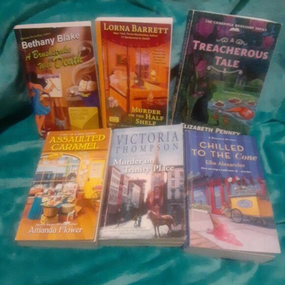 6 Cozy Mystery Book Lot, Amanda Flower, Ellie Alexander, Victoria Thompson, + - Picture 1 of 8